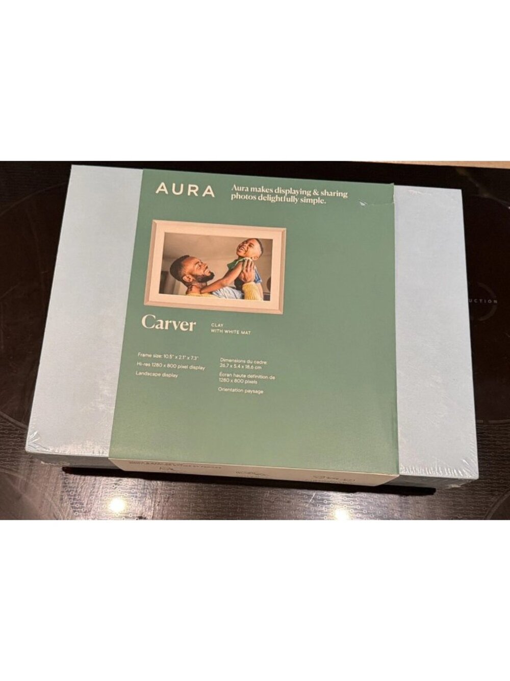 Aura Home Carver 10.5" Digital Wifi Picture Frame Gravel White Mat NEW SEALED